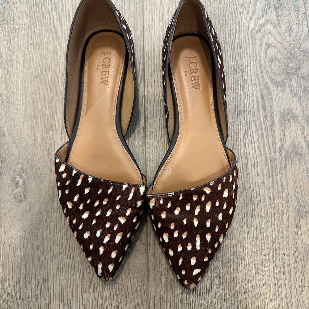 J. Crew Brown and White D’Orsay Flats